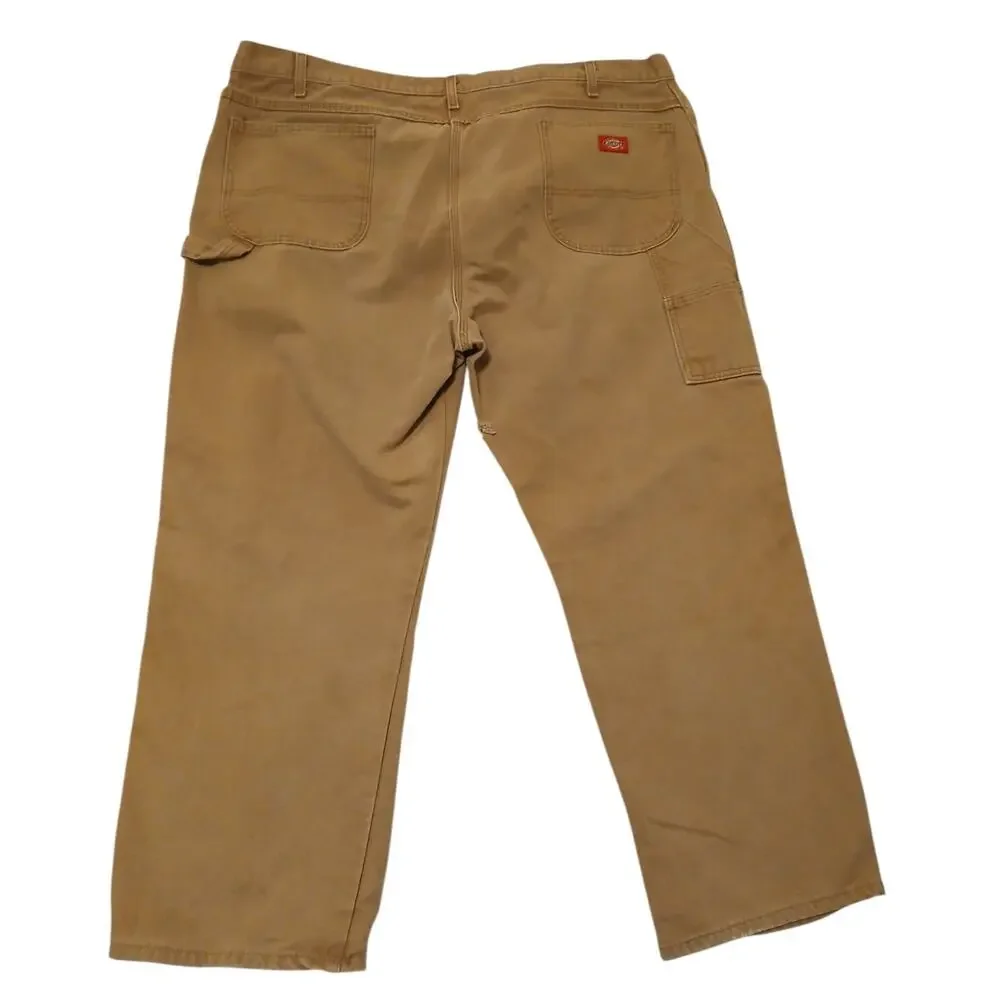 Dickies Mens Carpenter Work Pants 44x30 Relaxed Fit Canvas Cotton~SEE HOLE (Pic)